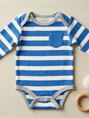 Lovely Long-Sleeve Striped Cloud Island Bodysuit